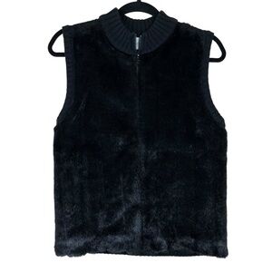 Carolina Colours Black Faux Fur Sweater Vest Size Medium